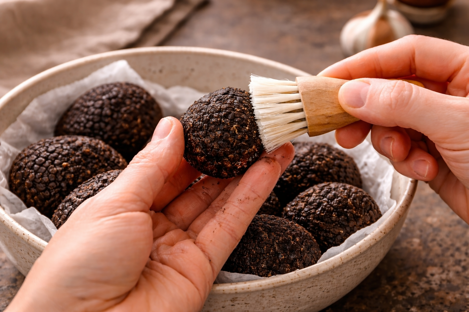 PASO 2: LIMPIEZA DE LA TRUFA NEGRA 